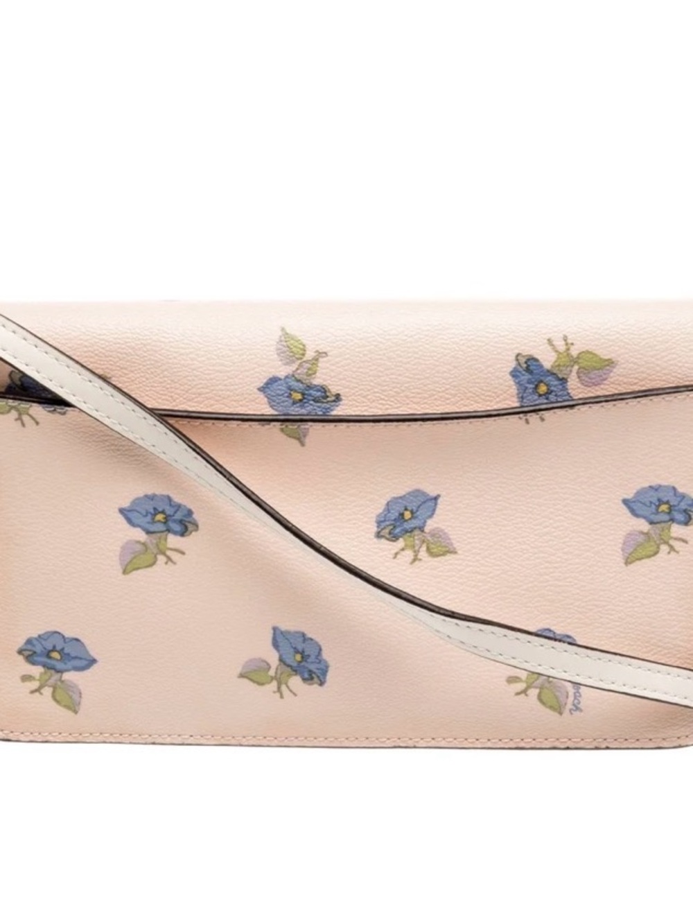 Coach Pink Floral Crossbody Wallet with Blue Blossoms - Picture 3 of 4